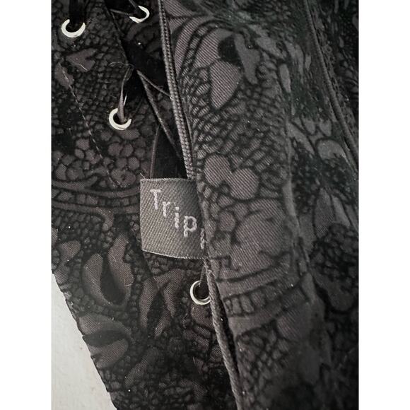Tripp NYC corset black velvet Y2K goth zipper steampunk renaissance pirate L - Picture 4 of 9
